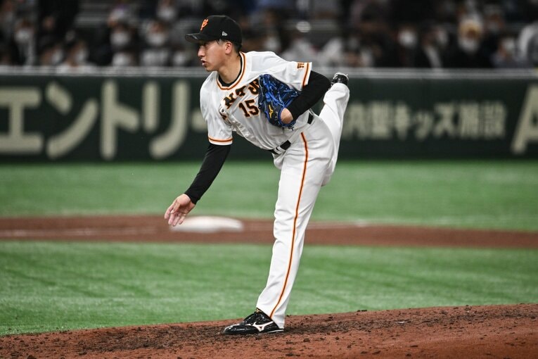 プロデビュー戦でいきなりセーブを上げた巨人・大勢（2022年）©︎Nanae Suzuki