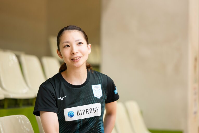 インタビューに答える松友美佐紀