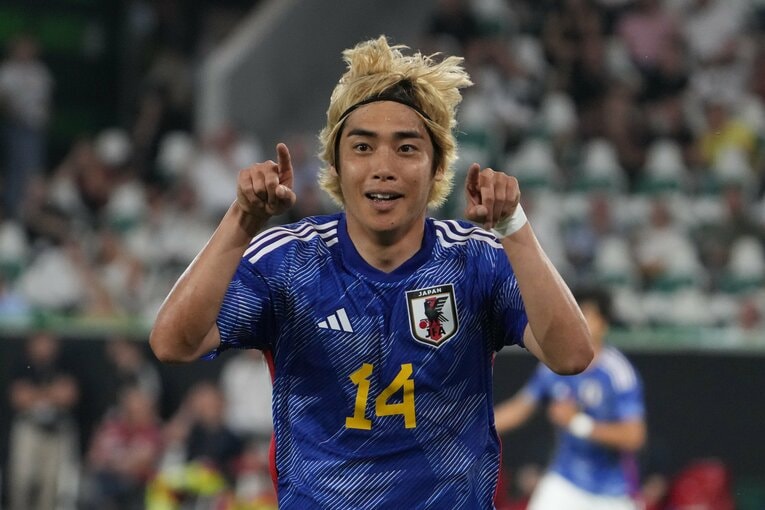 ドイツ戦で先制ゴールを決めた伊東純也　©Masashi Hara