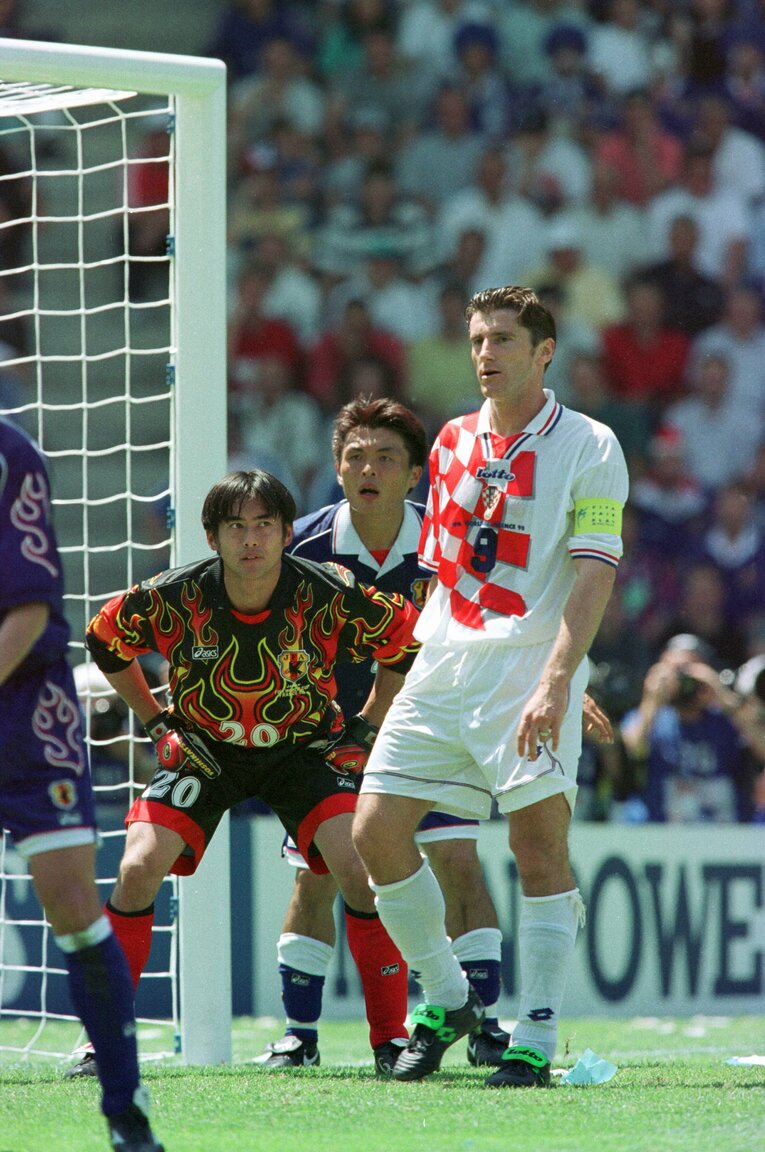 1998年フランスW杯、ダボル・スーケルの動きを注視する川口能活　©Naoya Sanuki/JMPA