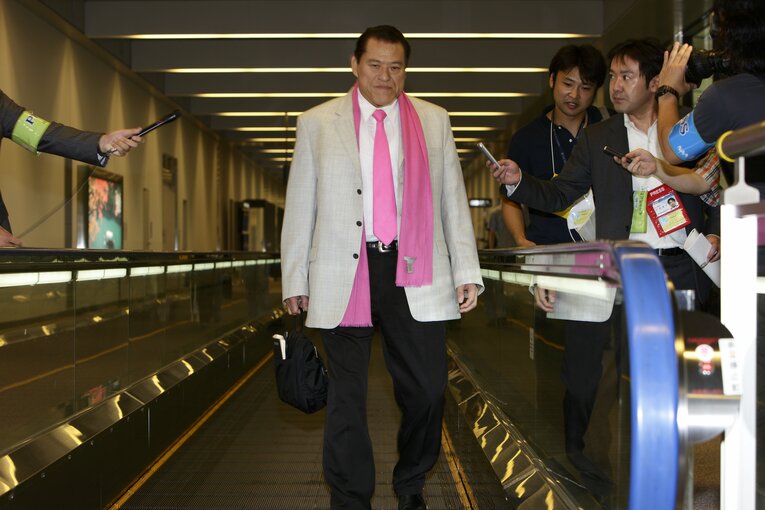 2009年、北朝鮮から帰国したアントニオ猪木　©Shiro Miyake