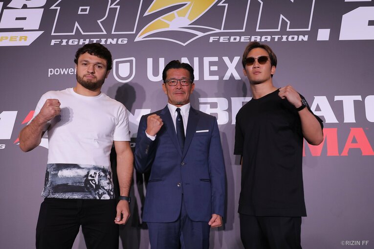 朝倉未来とケラモフの公開記者会見の様子　©RIZIN FF