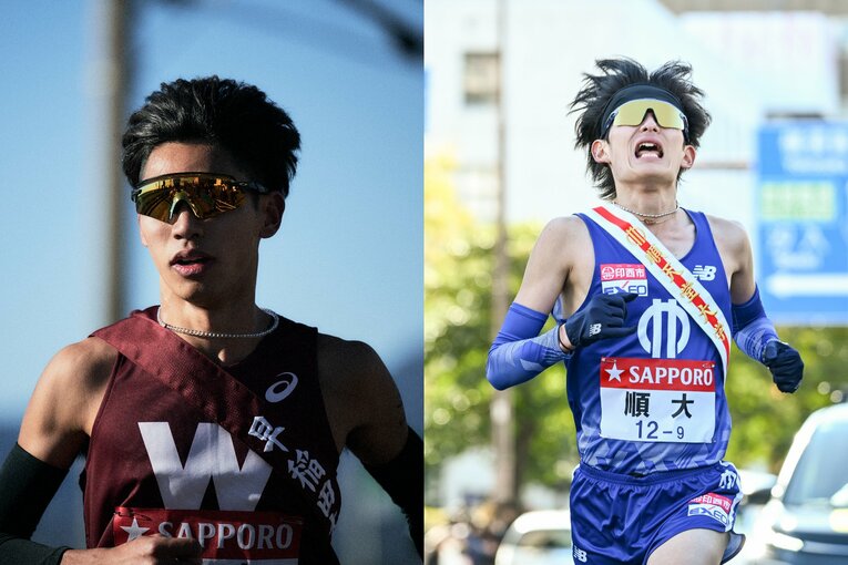 八枚目は早大・間瀬田（左）と順大・石岡（右）としたい　©Yuki Suenaga(L)/Nanae Suzuki(R)