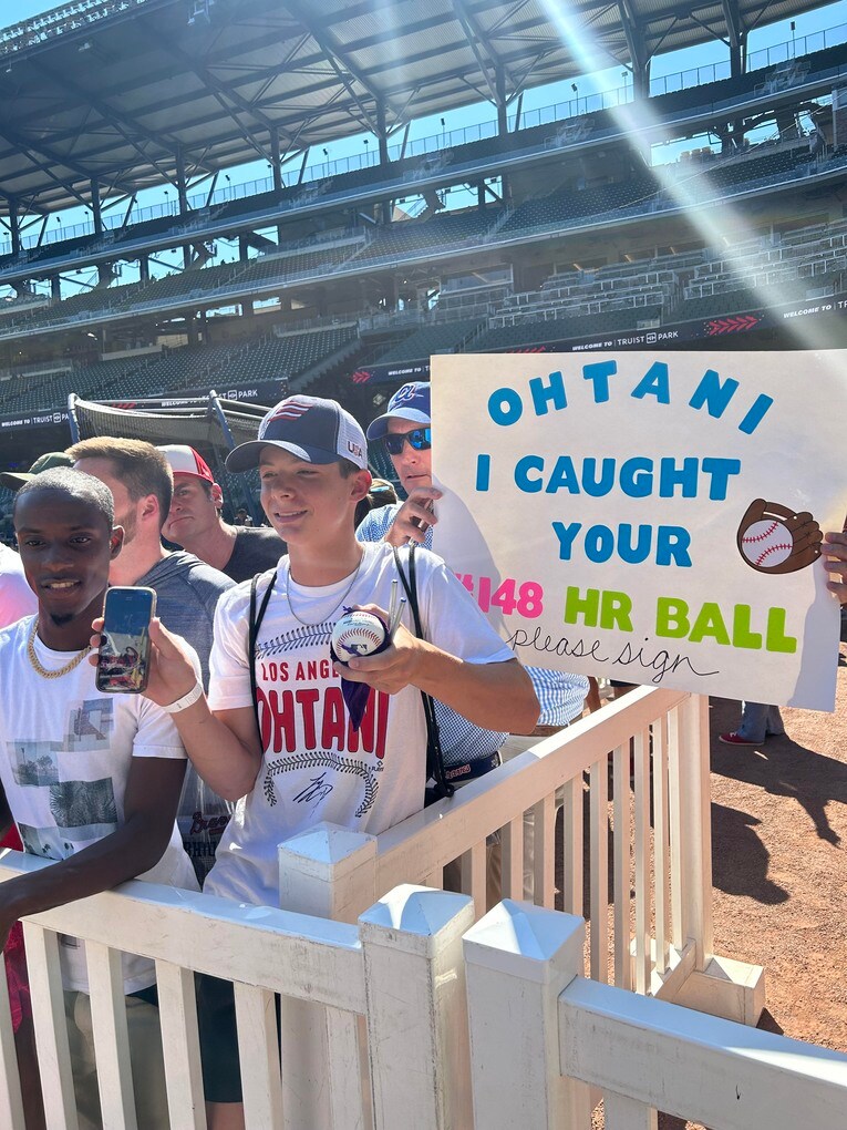 大谷の通算148号をキャッチしたアトランタの少年　©Naoyuki Yanagihara