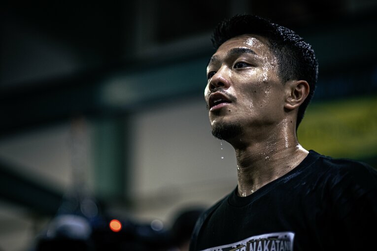 4月23日の公開練習で汗を流す中谷潤人。井上尚弥との頂上決戦は目前に迫っている　©Takuya Sugiyama