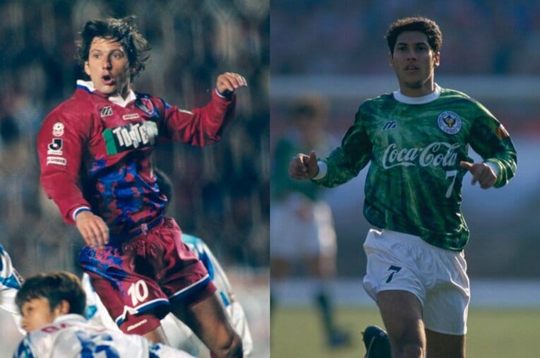 ブラジル代表の主力選手でもあった貴公子レオナルドと、得点後の“お祈りポーズ”で一世を風靡したビスマルク ／ photograph by Sports Graphic Number