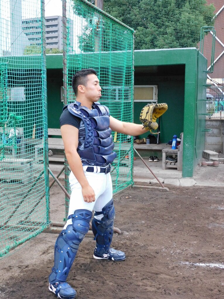 監督の助言もあり、現在キャッチャーに挑戦中 ©Haruka Sato