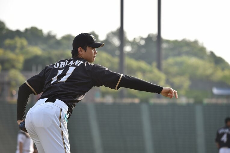 日本ハム時代の大谷翔平。2014年9月、神戸でのオリックス戦で　©Hideki Sugiyama