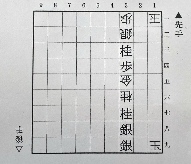 第1図は△3二銀まで。下側の先手が杉本、上側の後手が永瀬