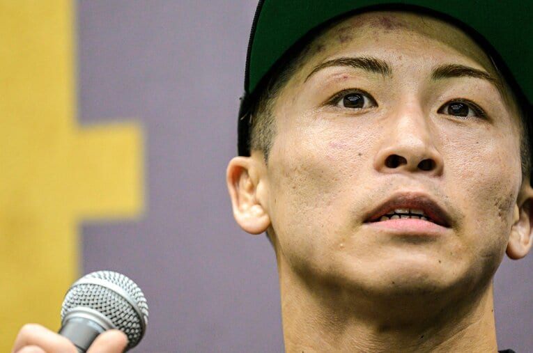 試合後、会見に出席した井上尚弥。顔はほぼ無傷だった　©Takuya Sugiyama