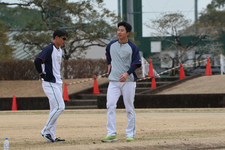 キャンプでの田中。まだまだ緊張感がある毎日だという　©Fumi Sawai