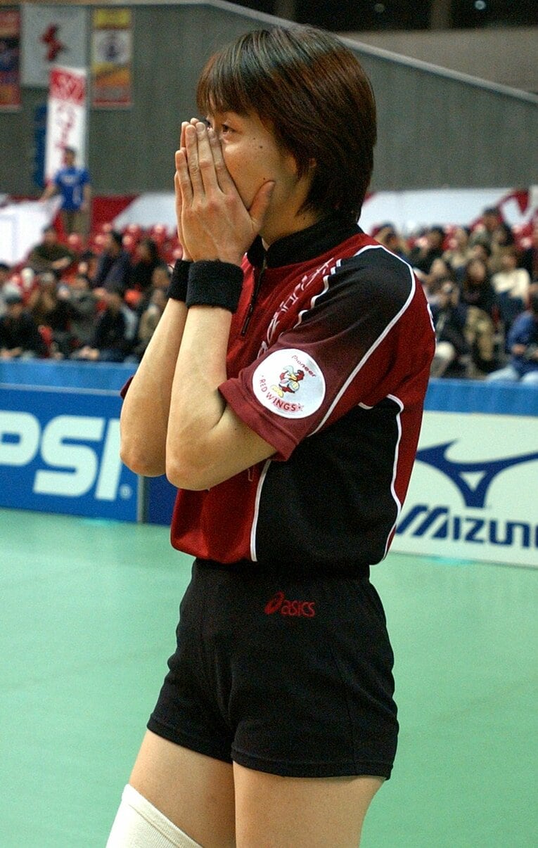 2004年2月、東レを破ってVリーグ初優勝を達成した試合にて　©JIJI PRESS
