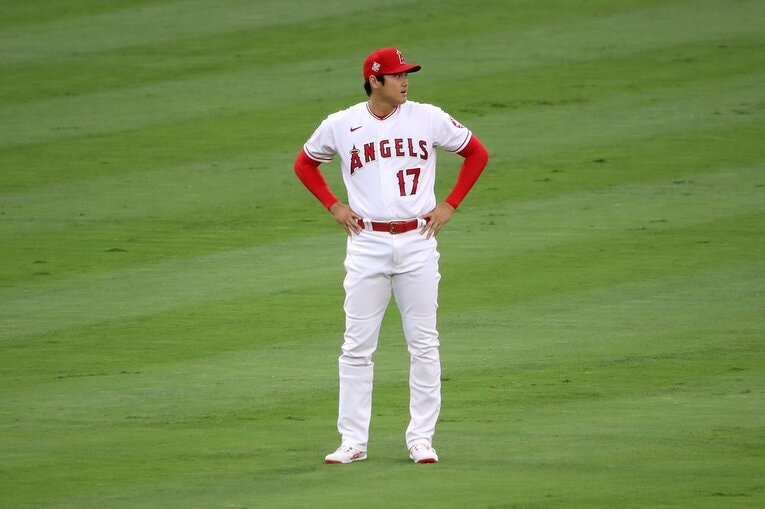 2021年の大谷。昨年時と見比べると、上半身も下半身も筋肉量が増しているのがよく分かる©Getty Images