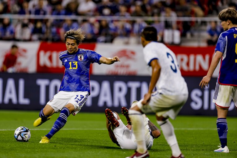 代表初ゴールを決めた2023年エルサルバドル戦　©Kiichi Matsumoto