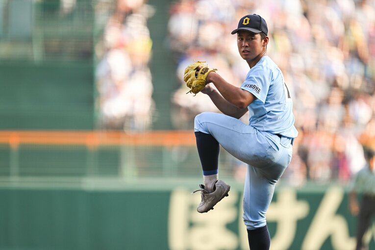 近江高のエースとして獅子奮迅の活躍を見せた山田　©Nanae Suzuki