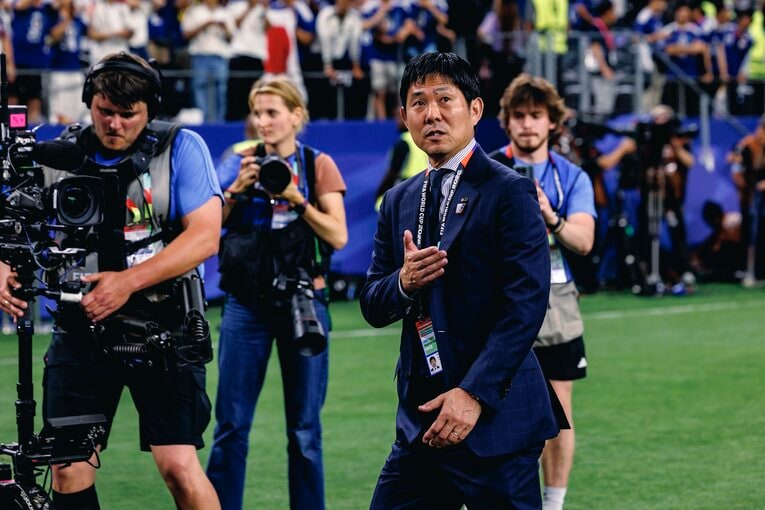 試合後の森保監督　©Kiichi Matsumoto/JMPA