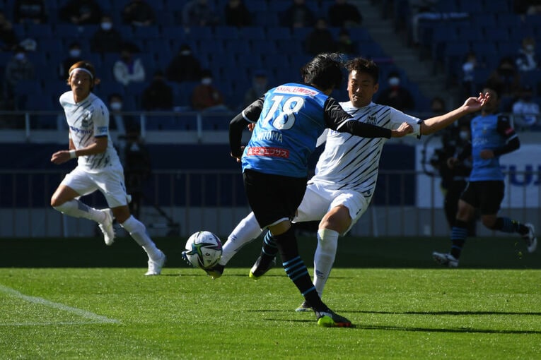 この日も2得点。三笘薫が今季のJリーグの主役候補であることは間違いない©Getty Images